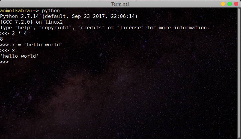 Python2.7's interactive interpreter